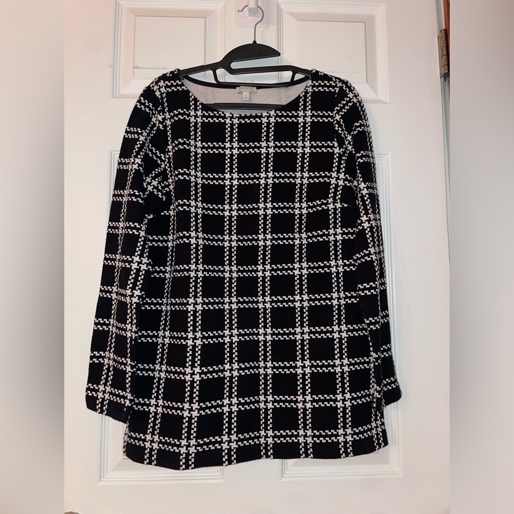 Talbots Black & White Windowpane Knit Top - Women
